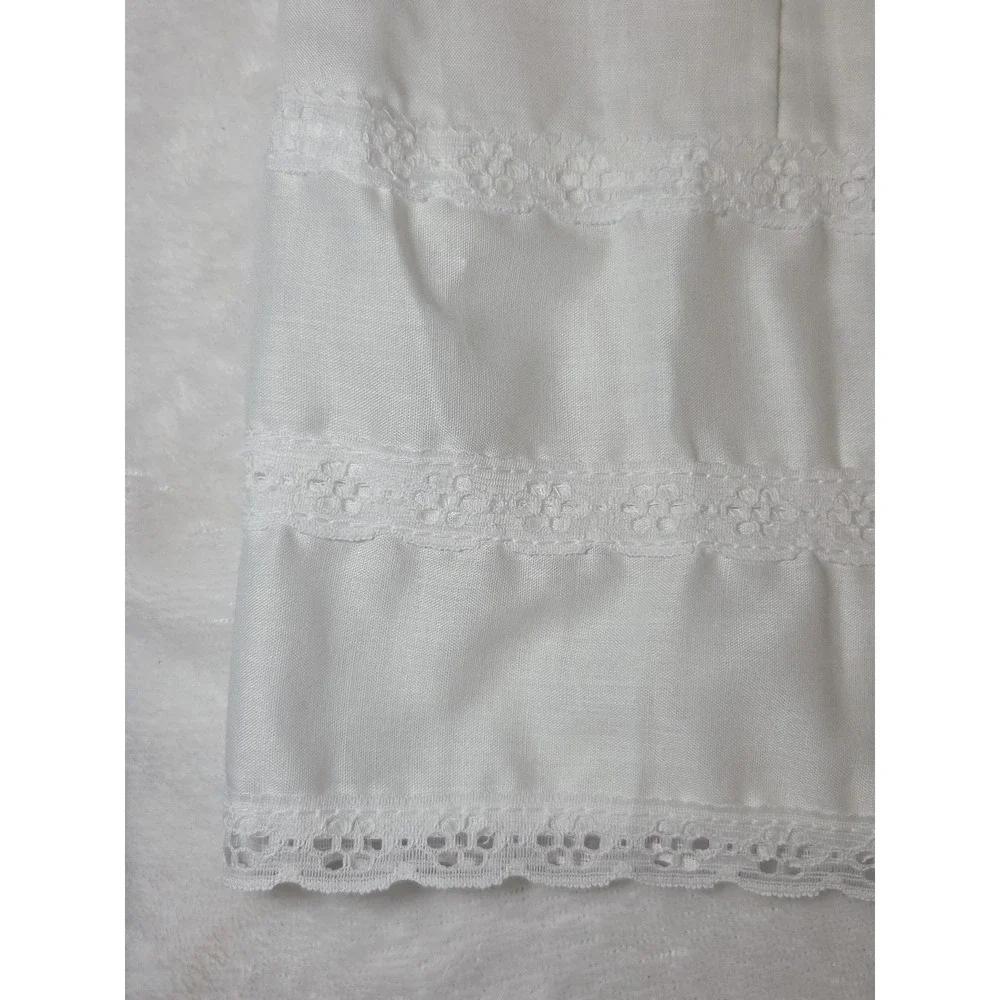 Vtg 1984 White Chemise Slip Dress Cotton Blend Swiss Eyelet Lace Sears Size 36 M